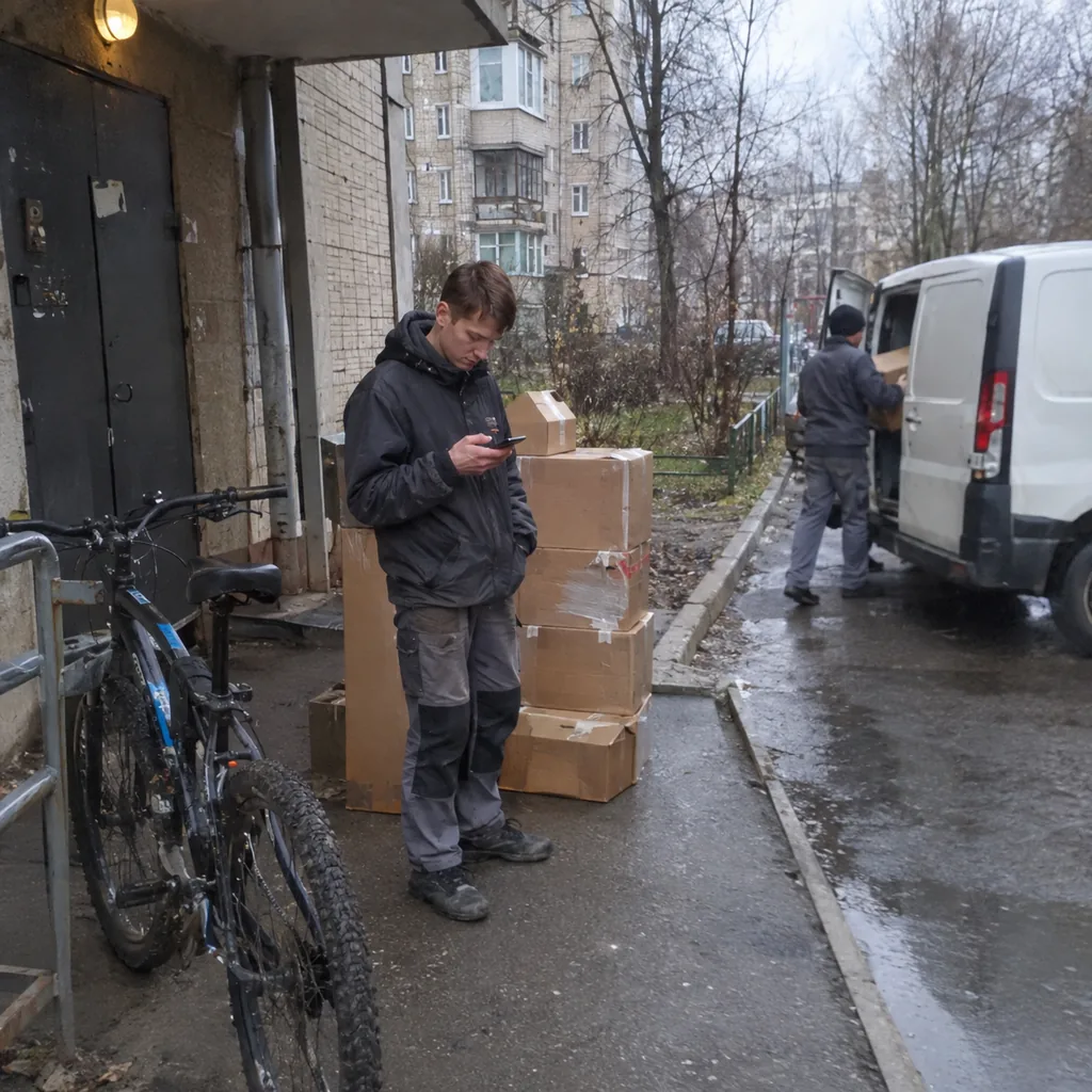 Как заказать грузовое такси Клиент с вещами встречает подъехавшее грузовое такси